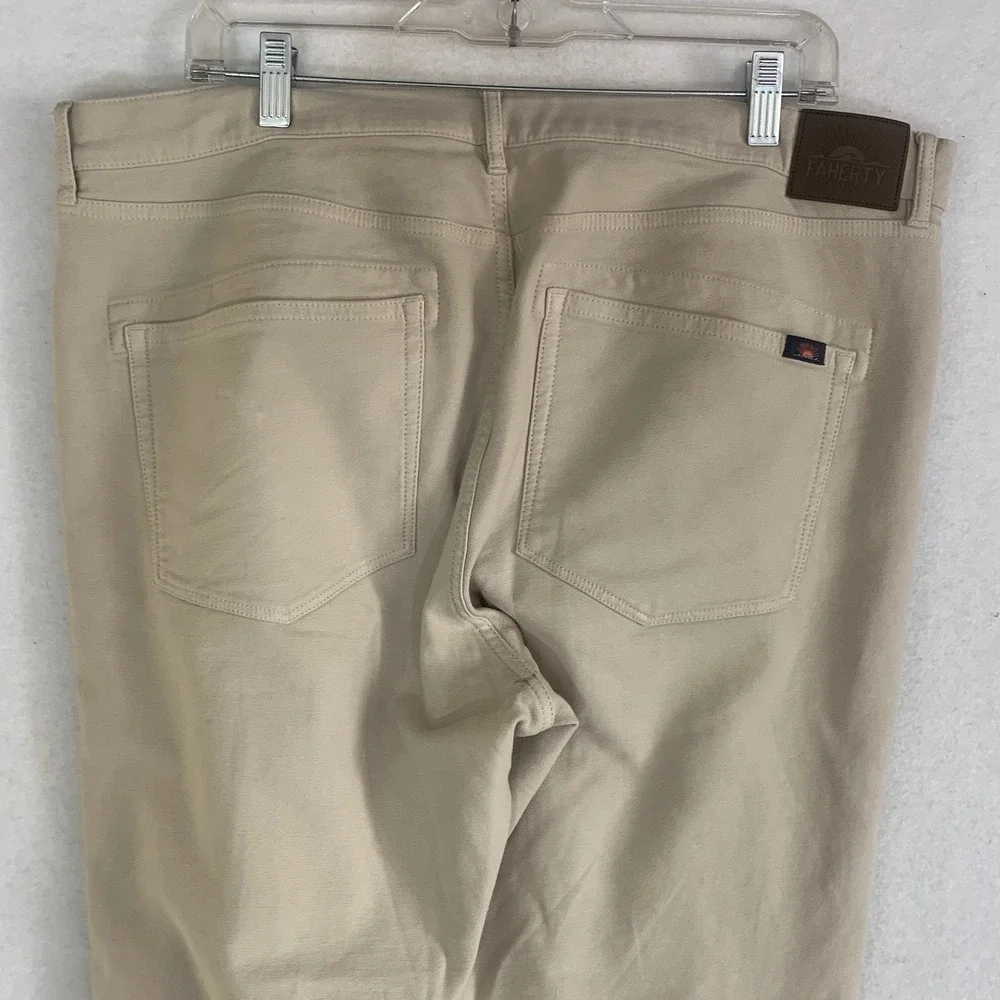 Faherty Stretch Terry 5-Pocket Pants‎ Mens 38 Stone Beige Slim Straight MBF2437